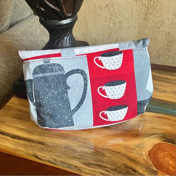 Tea Time Teapots and Cups Print magnetic clasp Clutch Fabric Handmade Clutch - Picture 2 of 6